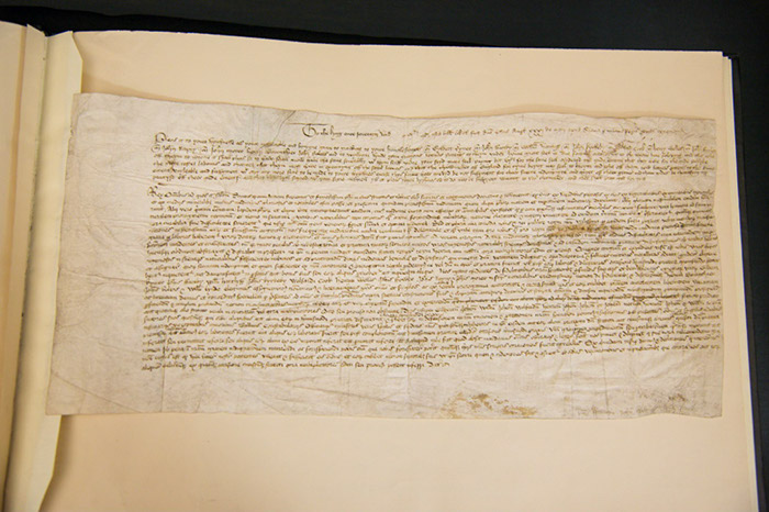 The document consists of the petition itself in English, followed by the draft Latin of the royal Letters Patent providing the necessary legal text. There is also a short memorandum noting that the King approved the petition on 31 May at Richmond. 