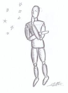 Man looking up at sky