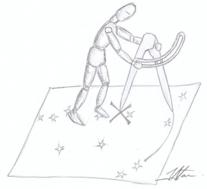 Man with compass