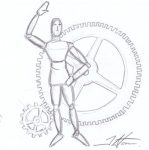Man with gears