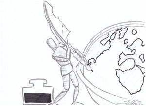 Man with globe